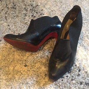 Christian Louboutin Black Leather Booties, Sz 38.5